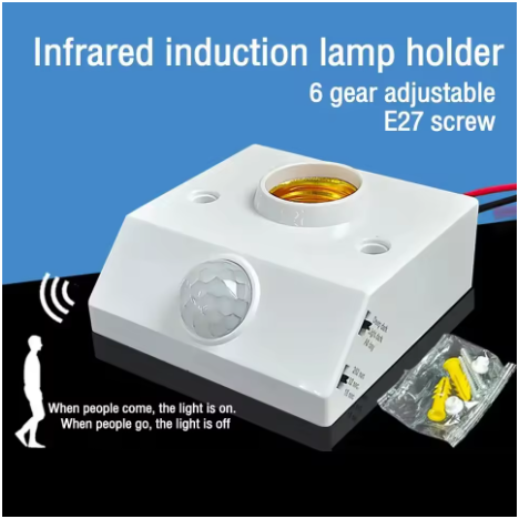 Induction Infrared Motion Sensor E27 LED Lamp Base Holder With Light Control Switch Bulb Socket Adapter